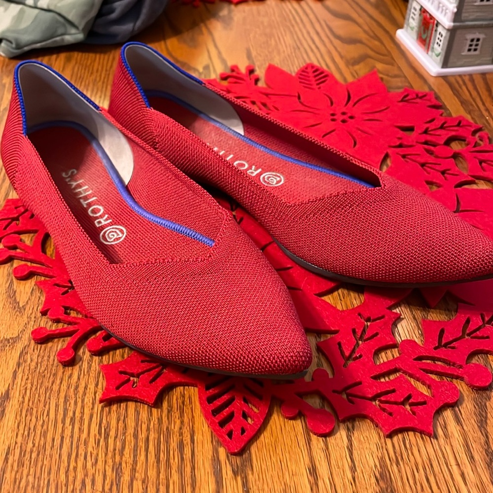 Rothy's Women's Pointed Knit Flats - Red